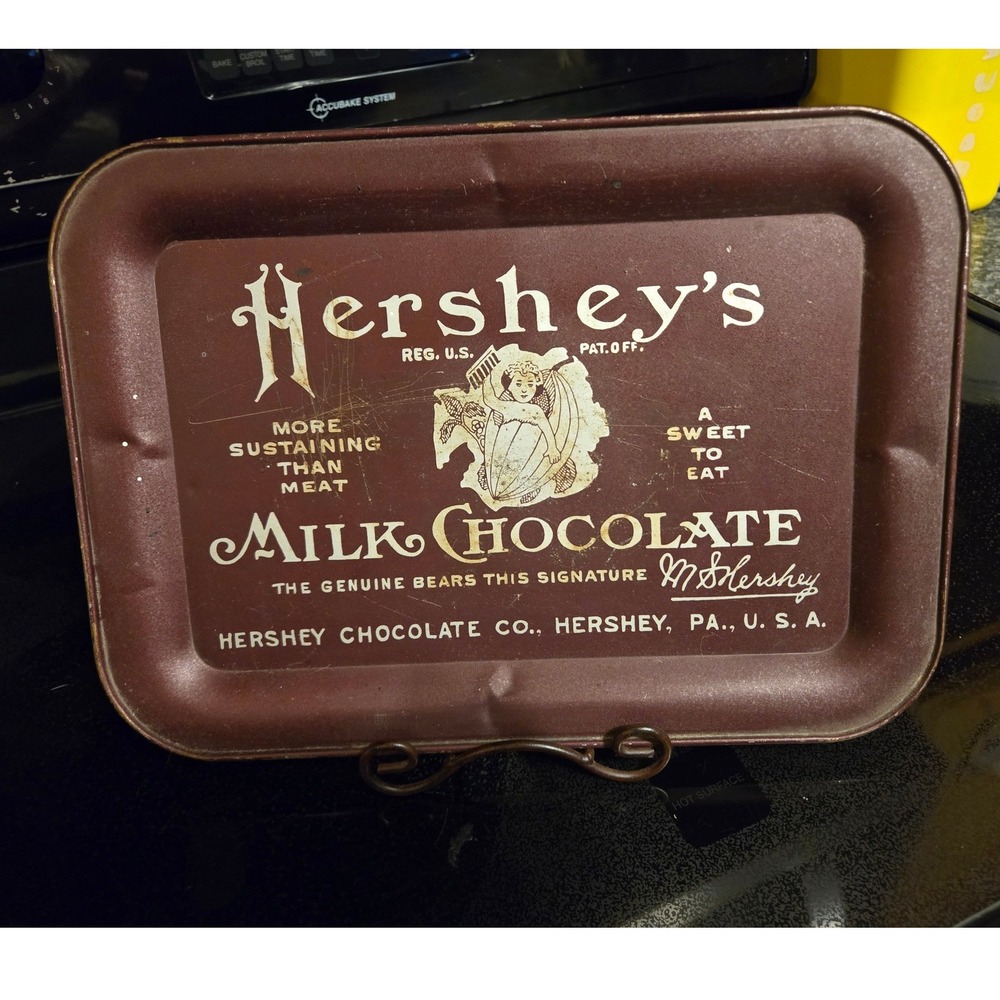 Hershey's Milk Chocolate Metal Tray Vintage Brown Good Advertising Tin Decor
